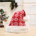 Thick red knitted Christmas hat with white snowflake patterns and plush fur pompom - Red Snowflake Hat