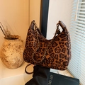 Leopard-Umhängetasche mit Ledergriff und Metallkettenriemen für die herbstliche Mode - Braun Groß