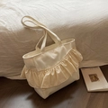 Chic off-white canvas tote bag with large ruffle decoration for a stylish casual look - Off White