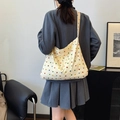 Sac fourre-tout en toile blanc cassé à pois multicolores pour le style décontracté - Pois Colorés