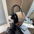 Borsa a tracolla panda in peluche con manici neri e catena in metallo rimovibile - Stile Panda / Bianco