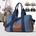 Grote canvas reistas met lederen accenten in vier kleuren voor fitness of weekendtrips - Melancholisch Blauw