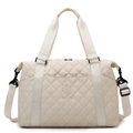 Bolso de viaje acolchado en crema con correa ajustable y bolsillo frontal exterior - Blanco Roto