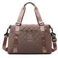 Bolso de viaje acolchado rosa Morandi en tela Oxford con asas y correa de hombro - Rosa palo oscuro