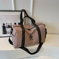 Borsa da viaggio trapuntata rosa loto con logo NINGJIA e tracolla nera - Rosa antico