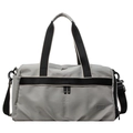Grey fitness gym bag with dry-wet separation and black-white striped handles - Gray