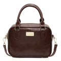 Bolso de mano retro marrón oscuro con herrajes dorados y correa ajustable - Marrón