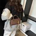 Brown faux leather square handbag with golden star charm and woven tassel strap - Brown with Pendant