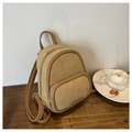 Mini retro khaki canvas backpack with adjustable straps and metal zip detail - Khaki
