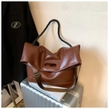 Sac cabas en cuir marron avec poignée en corde tressée et large bandoulière - Marron