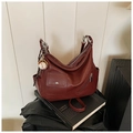 Vintage burgundy faux leather crossbody bag with multiple pockets and baseball charm - With Charm / Burgundy