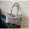 Bolso tote grande de ante gris con correas de hombro para mujer estilo moda - Gris