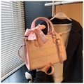 Sac fourre-tout rose avec broderie WeiWeiSHi et nœud en soie sur fond élégant - Rose