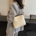 Sac seau beige chic en similicuir minimaliste avec bandoulière réglable - Blanc Cassé