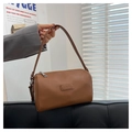 Borsa a cilindro in pelle marrone con logo GubiDili e manico superiore fisso - Marrone Giallastro