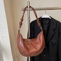Brown hobo shoulder bag with knotted strap and white contrast stitching detail - Caramel Brown (No Charm)
