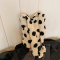 Borsa tote pelosa con stampa dalmata in lana di agnello bianca a pois neri - Pois Nero Bianco