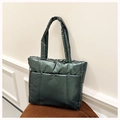 Borsa tote trapuntata verde metallizzato impermeabile con manico imbottito autunno - Verde
