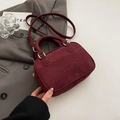 Bolso de mano granate en ante sintético con logotipo MEDEAR y correa ajustable - Sin colgante / Burdeos