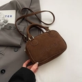 Bolso de mano retro en ante marrón oscuro con logo MEDEAR y correa de hombro - Sin colgante / Marrón