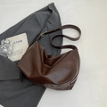 Large dark coffee brown soft faux leather hobo shoulder bag with adjustable gold buckle strap - Coffee No Charm