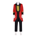 Costume da direttore del circo con giacca rossa e ricami dorati per cosplay e teatro - S / Nero