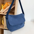 Große dunkelblaue Canvas-Umhängetasche mit verstellbarem Schultergurt und Seitentasche - Blau