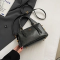 Retro black baseball handbag with gold studs and adjustable strap by PANTOR - Black without Pendant