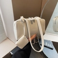 Borsa a spalla rettangolare bianco crema con piccolo portamonete coordinato - Bianco Sporco