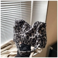 Draagtas met luipaardprint van imitatiebont met zachte textuur en ruim interieur voor winter - Grijs Luipaard