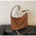 Vintage braune Wildleder-Optik Tasche mit Gold-Reißverschluss und Trageriemen - Braun