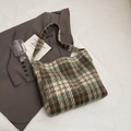 Grote geruite tweed shopper in groen en bruin met een brede en comfortabele schouderband - Groen Ruit