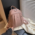 Modischer rosa Rucksack aus strukturiertem Leder mit Metallring und Seitentaschen - Rosa