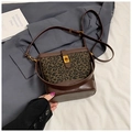 Retro leopard print bucket bag with brown leather trim and golden twist lock detail - Leopard Coffee Without Tassel