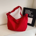 Große Canvas-Umhängetasche in leuchtendem Rot mit verstellbarem Riemen für Damen - Rot