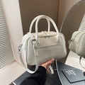 Elegante borsa Boston bianco crema in pelle PU premium con tracolla regolabile donna - Bianco Sporco