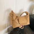 Borsa a tracolla in pelle PU kaki con patta a balze e dettagli di tracolla a nodo - Cachi