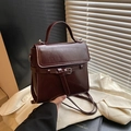 Retro tief burgunderrote Leder-Handtasche und Rucksack mit poliertem Finish - Burgunderrot
