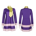 Daphne Cosplay Kostüm mit lila Langarmkleid und grünem Schal im Set enthalten - S / Lila