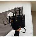 Chic black leopard print bucket bag with gold hardware and versatile shoulder strap - No Pendant / Black