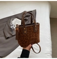 Brown leopard print bucket bag with gold studs and adjustable shoulder strap - No Pendant / Light Brown
