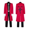 Costume cosplay Edward Elric avec manteau rouge à capuche et symbole Flamel au dos - S / Rouge
