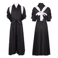 Haikyuu Hinata Shoyo Cosplay Kostüm mit schwarzem Kimono und traditionellen Falten - S / Weißes Riemen-Outfit (Mit Socken)