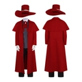 Costume cosplay Alucard de Hellsing avec manteau rouge, chapeau et gants blancs - S / Rouge avec chapeau