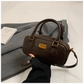 Borsa a mano Boston marrone scuro con finiture dorate e tracolla regolabile - Senza Ciondolo / caffè