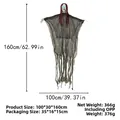 Fantasma colgante de Halloween con ojos verdes luminosos y pelo rojo para decoración de terror - PL-03 Fantasma Femenina de 160cm con Ojos Brillantes Pelo Rojo Ropa Verde