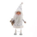 Figurine Père Noël argentée 40cm avec paillettes et fourrure pour décor de Noël - Style Paillettes Argent en Fer