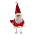 Figurine Père Noël de 40 cm avec robe rouge à étoiles et sac de cadeaux pour décor - Style Peluche Rouge en Fer