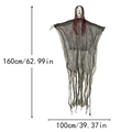 Halloween hanging ghost with red hair and glowing green eyes, 160x100cm spooky prop - Red Hair Green Clothes Glowing Eyes (PL-03)