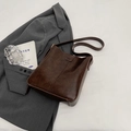 Vintage dark brown faux leather bucket bag with top stitching and adjustable strap - Coffee
